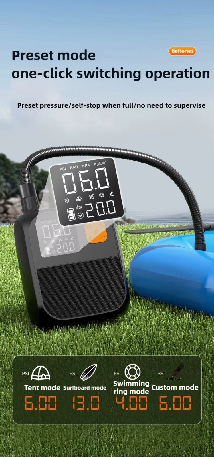 [NEW][UK Seller]Portable Battery SUP Electric Pump 25PSI Paddle Board Inflation