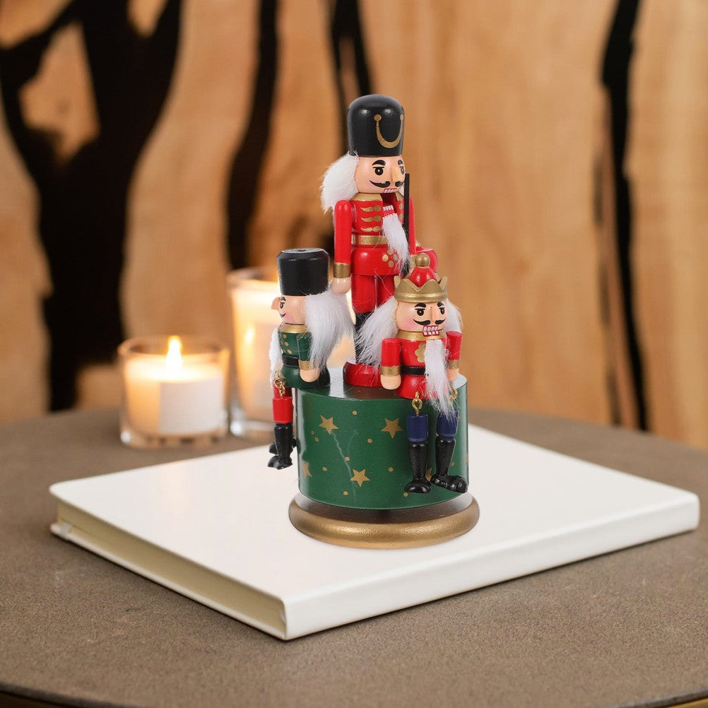 Nutcracker Themed Rotating Music Box Handmade Xmas Ornament Holiday Gift Decor