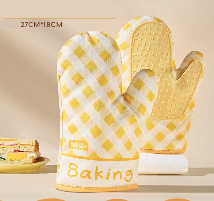Heat Resistant  Oven Mitts Non-Slip Kitchen Baking Gloves