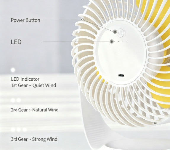 7 Inch Rechargeable Desk Fan - Small Quiet Personal Cooler Powered Portable