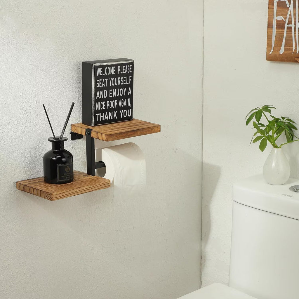 Toilet Roll Holder Toilet Paper Holder Wall Mounted with Shelves for Storage UK