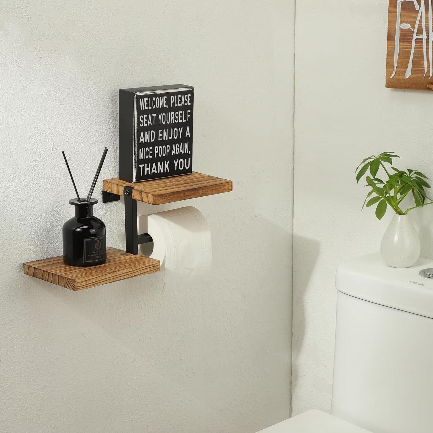 Toilet Roll Holder Toilet Paper Holder Wall Mounted with Shelves for Storage UK