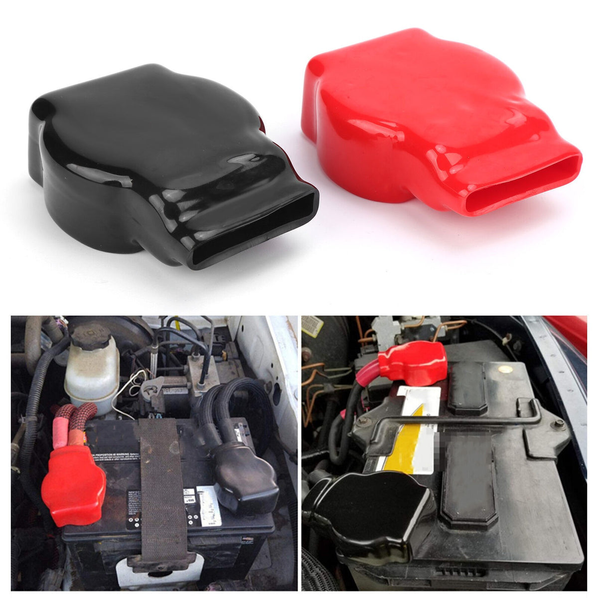 Universal Piece of 2 Battery Terminal Covers for Car Vehicles RV Boat Red Black