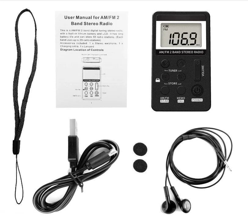 Portable Mini Digital AM/FM Radio Personal LCD DSP Digital Tuning Stereo Player