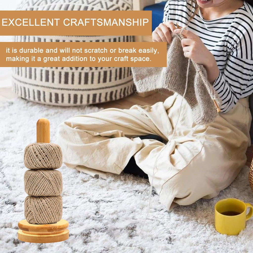 Wooden Yarn Holder Rotatable Bamboo Yarn Skein Spinner Revolving Knitting Tools
