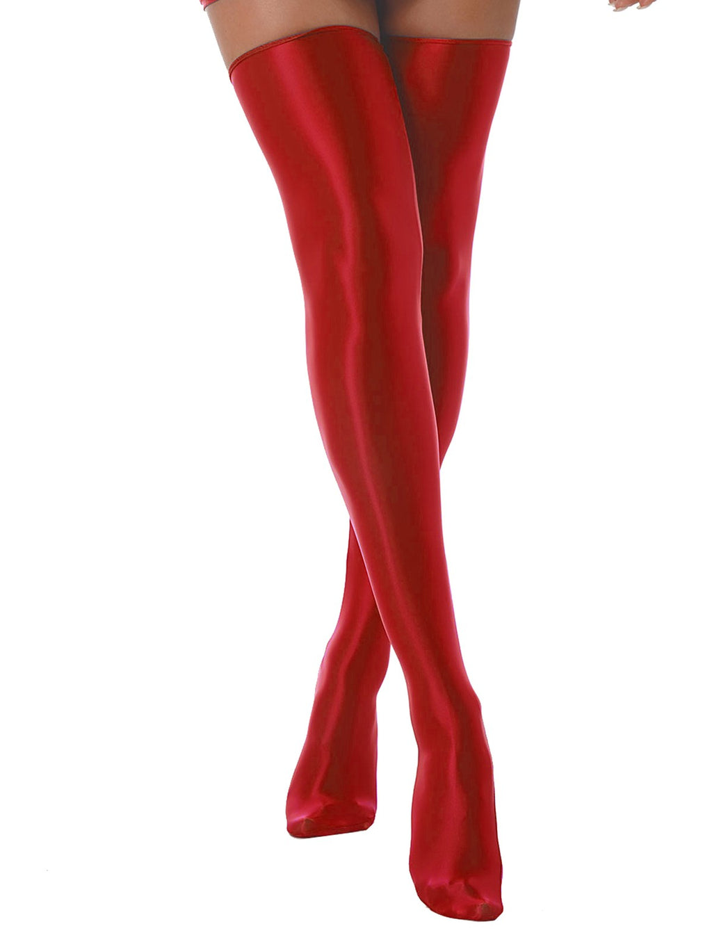 1 Pair Womens Oil Shiny Stockings Stretchy Footed Thigh High Stockings Lingerie