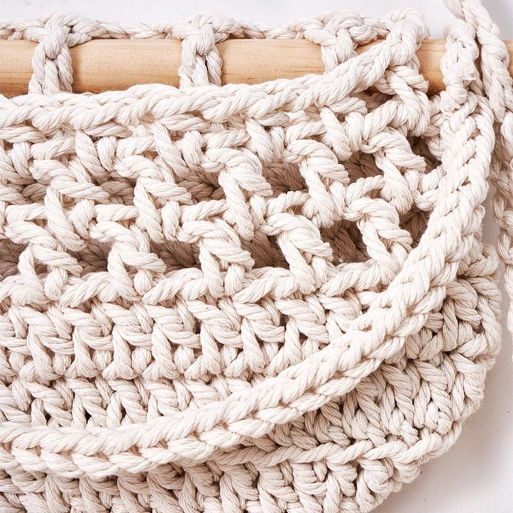 1/3-Tier Macrame Fruit Hammock Storage Basket Hanging Vegetable Holder Pockets