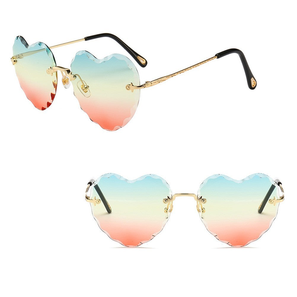 Sunglasses Miss Man Heart Shaped Rimless Ausgefallene Sonnenbrille Damenbrille
