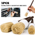 3pcs Car Detailing Wash Dust Brush Kit Vehicle Auto Interior For Wheel Clean Set