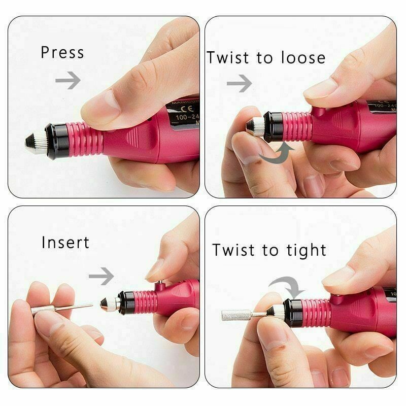 UK Electric Machine Manicure Nail Drill Set Pedicure Portable Nail Buffer File