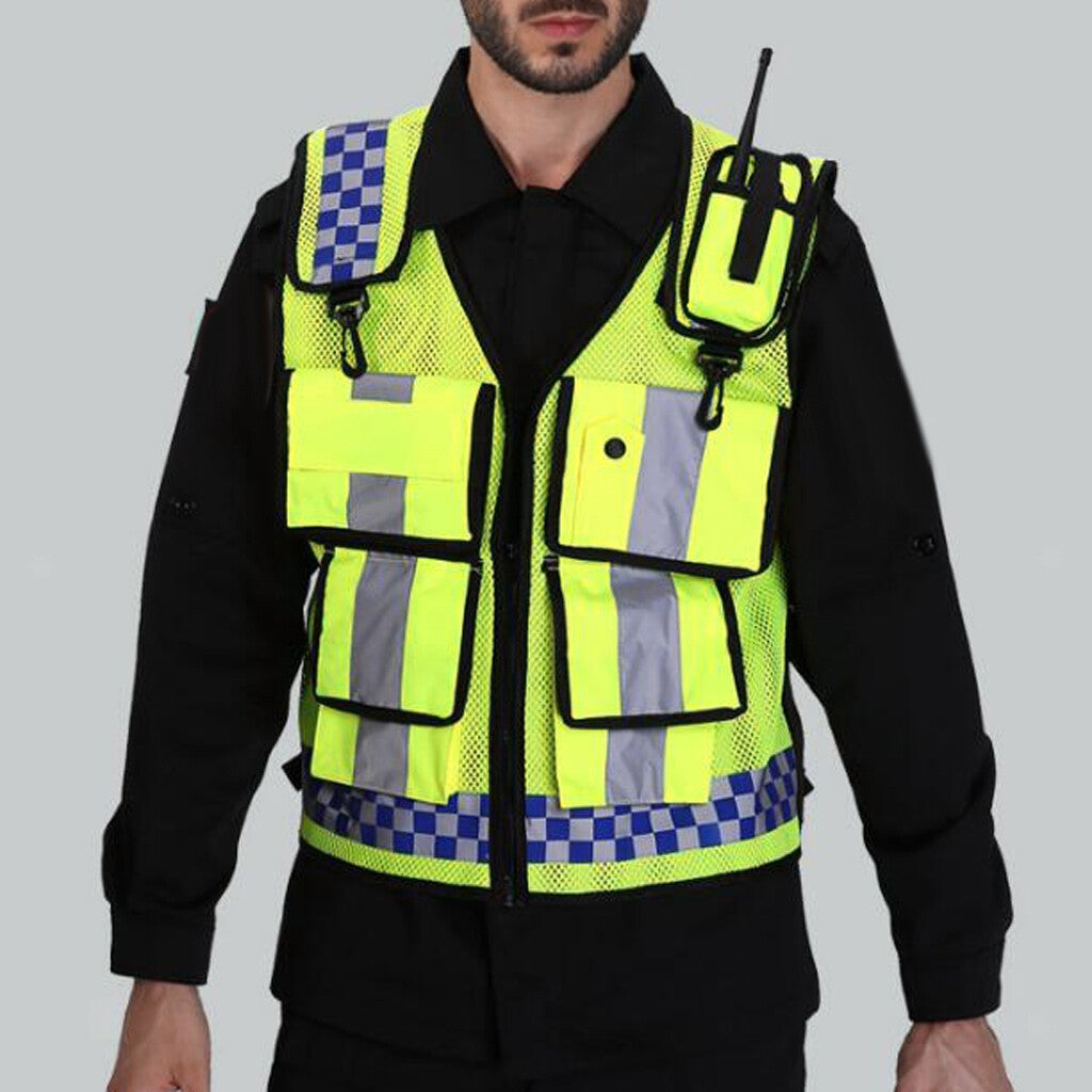 Hi Visibility Safety Work Vest Unisex - With Zipper and Multi Pocket - Hi Vis
