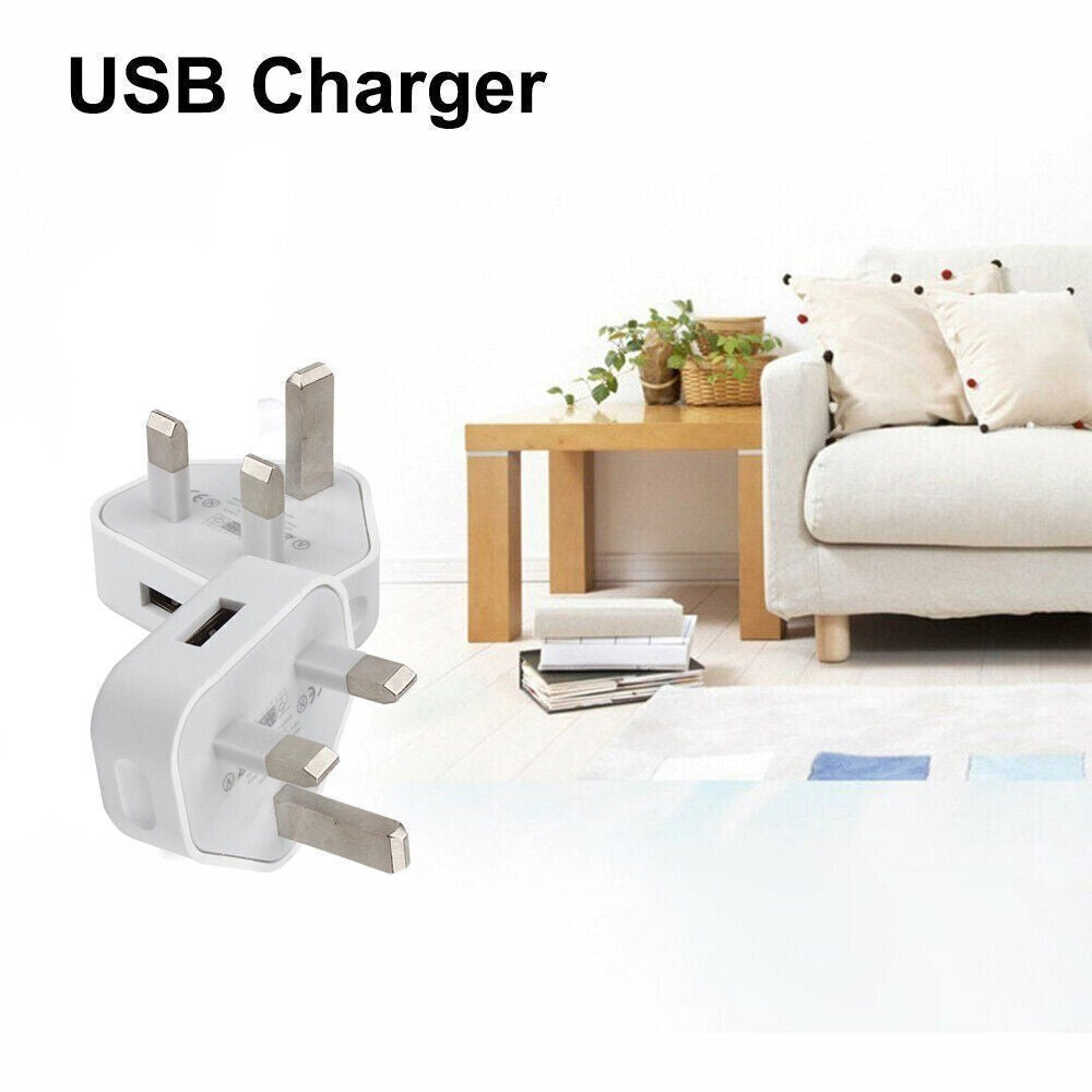 6 Pack UK USB Wall Charger 3 Pin Plug Mains Adapter For Phones, Tablets Power UK