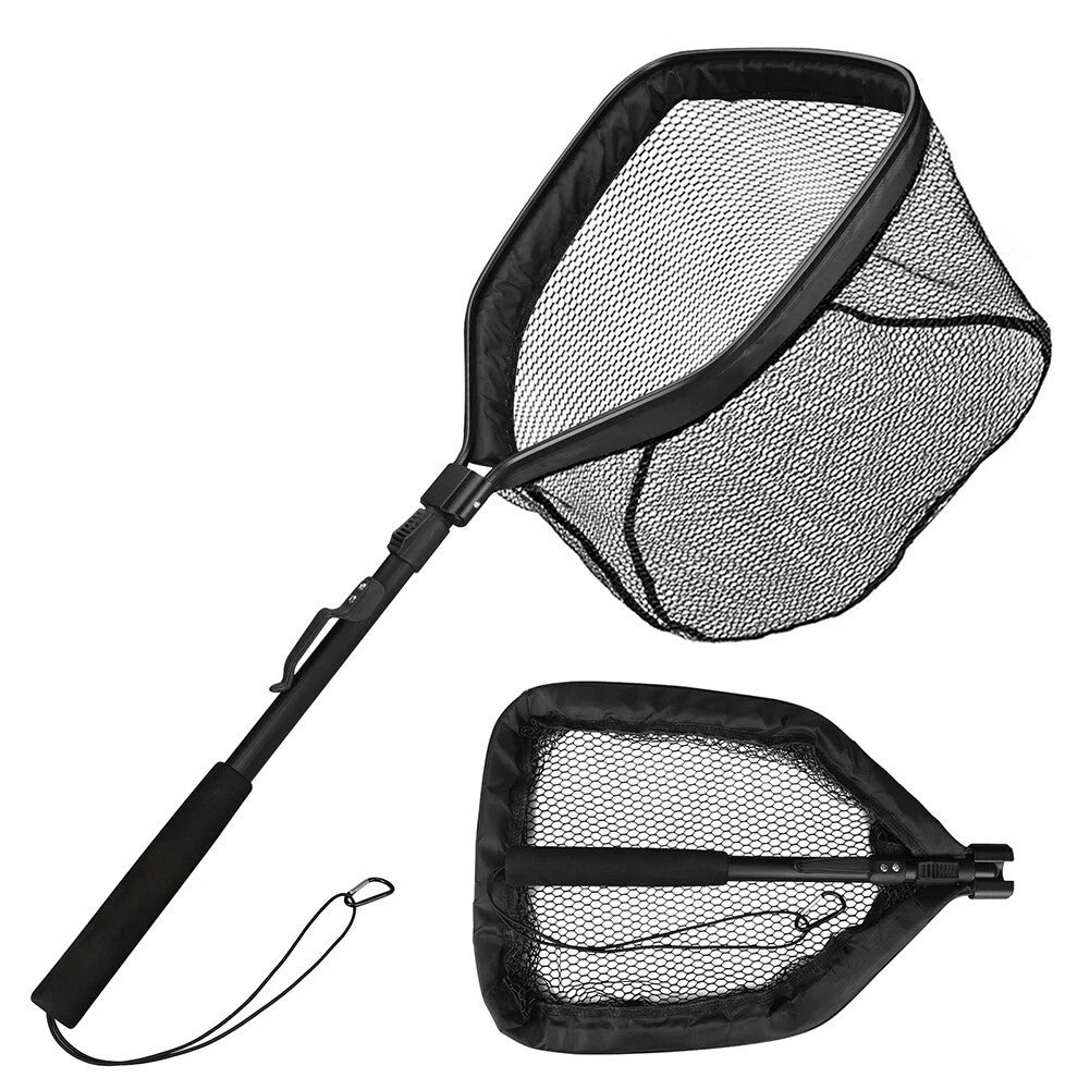 2pcs Rubber Coated Landing Net Telescopic Foldable Floating Fishing Net Trout