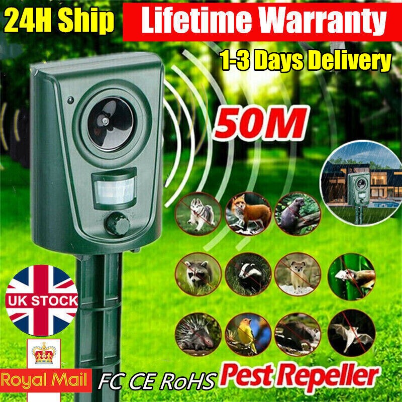 4x Battery Ultrasonic Garden Deterrent Repeller Animal Bird Cat Scarer Pest Dog