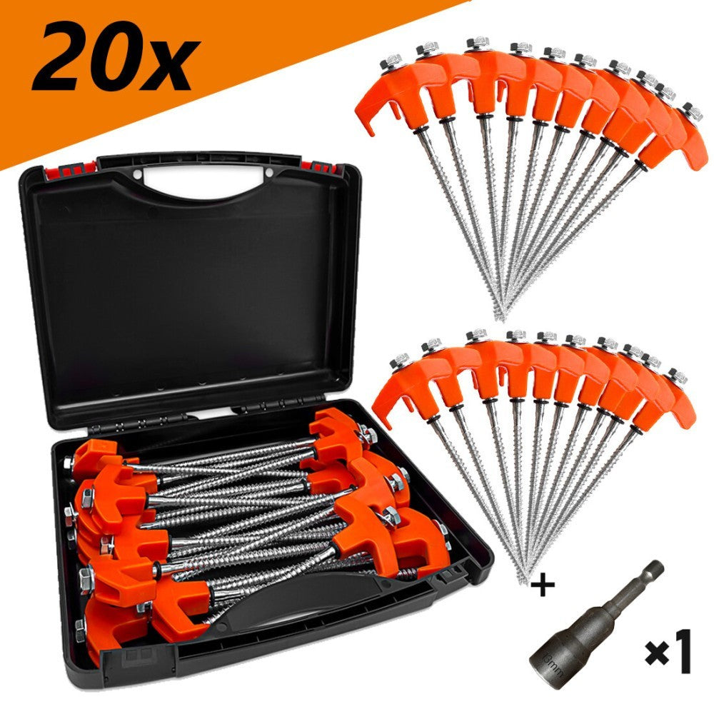 20X Screw In Hard Ground Rock Tent Pegs Stainless Steel Heavy Duty Awning Pegs🔥