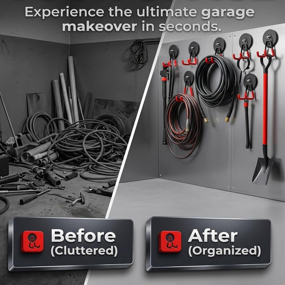 Heavy-Duty Magnetic Double-Claw Hook,Strong Magnetic Tool Holder for Garage Wall