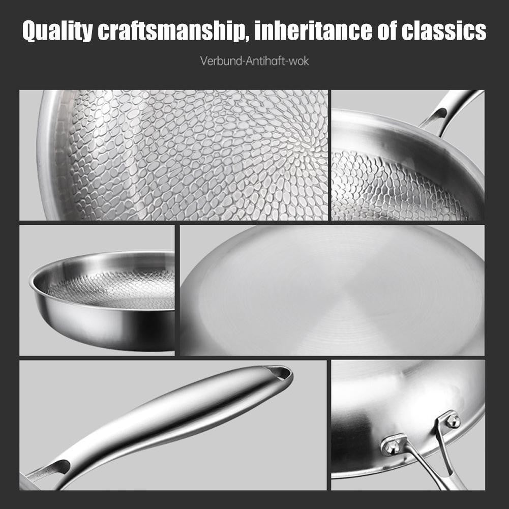 26-30cm Pure Titanium Frying Pan Non-Stick Uncoated Hammered Induction Skillet