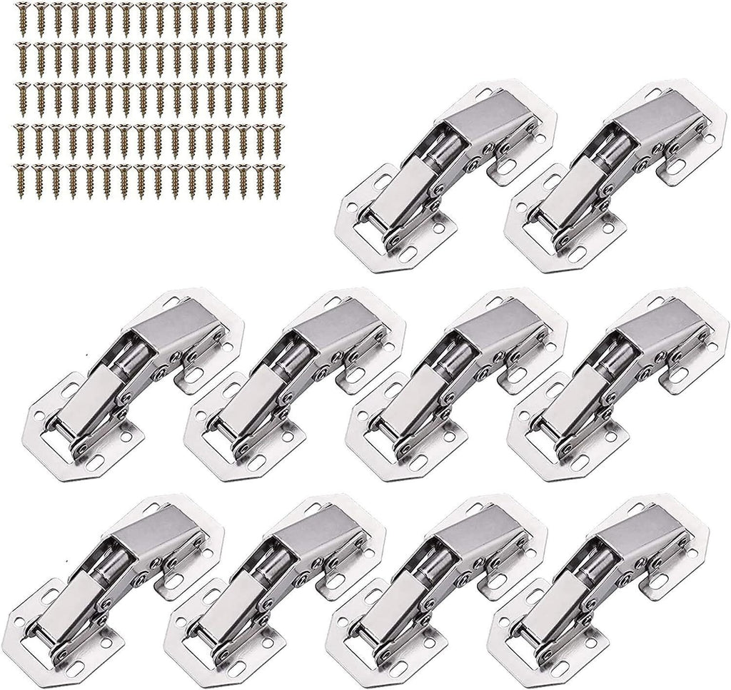 10x 90 Degree Easy Mount Concealed Kitchen Cabinet / Cupboard Sprung Door Hinges
