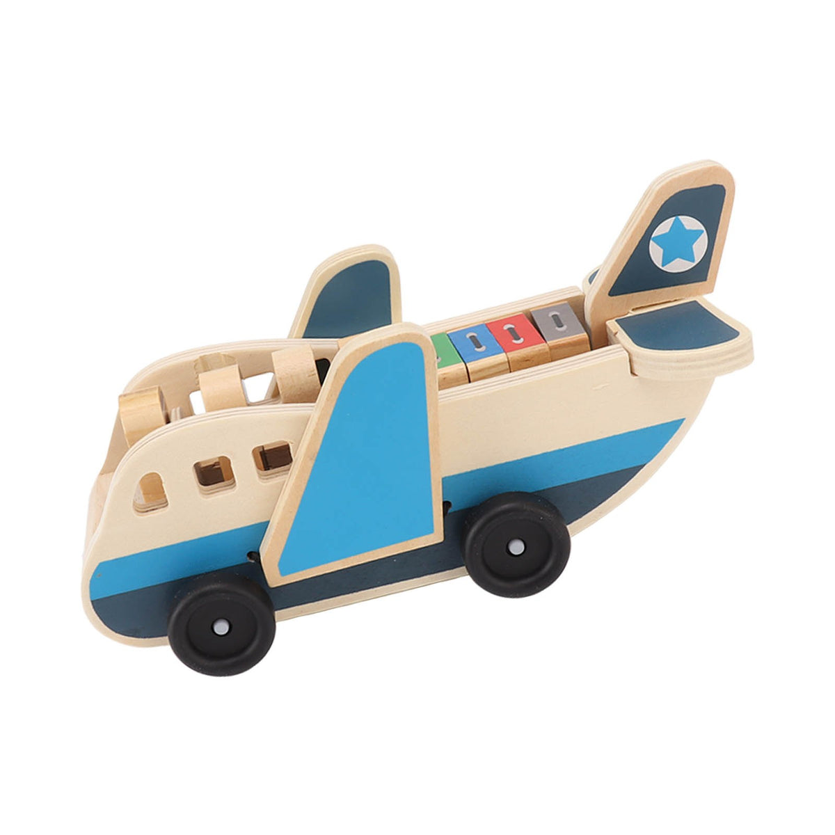 Wooden Toy Plane with Person & Suitcase Blocks Corrosion Resistant Building Set