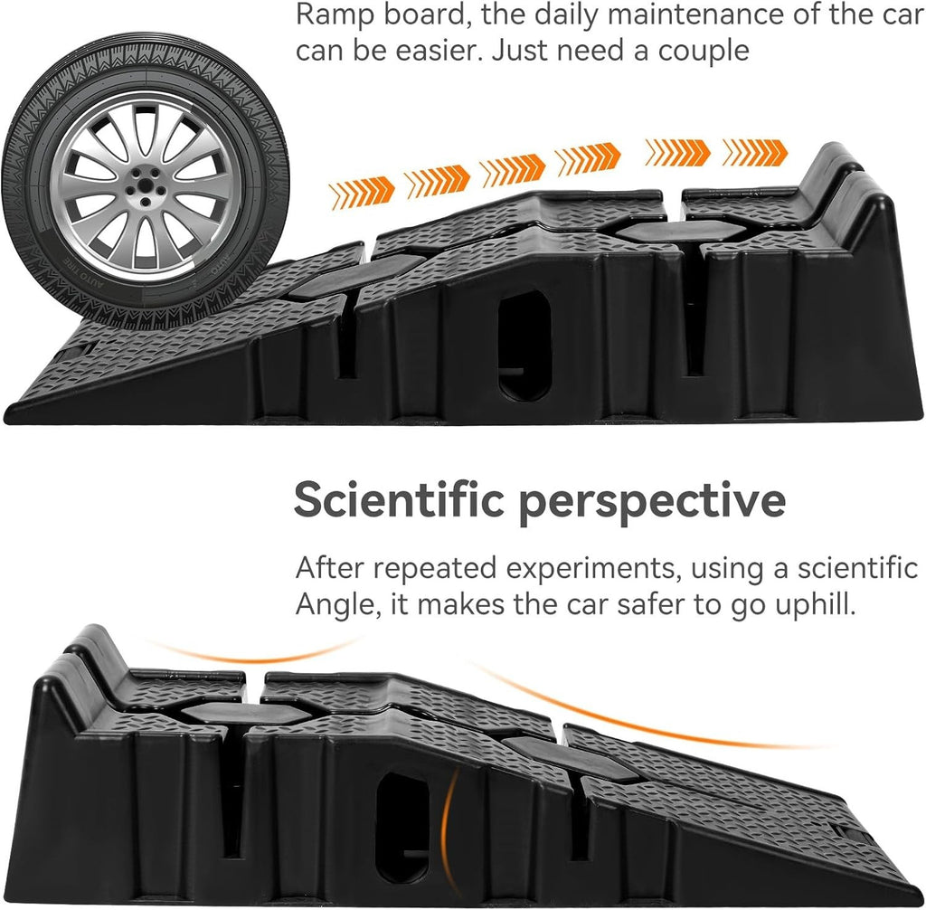 2pcs Heavy Duty 5 Ton 2.5+2.5 Ton Plastic Car Ramp Lifting Ramps 33cm Extra Wide
