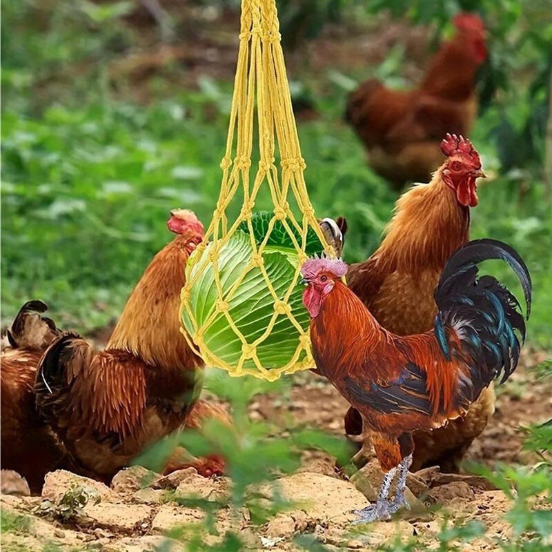 3PCS Chicken Vegetable String Bag Hanging Feeder String Bag With Hook