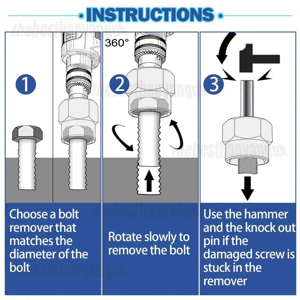 Stud Bolt Impact Twist Socket Extractor Locking Wheel Lug Nut Removal Tool Set
