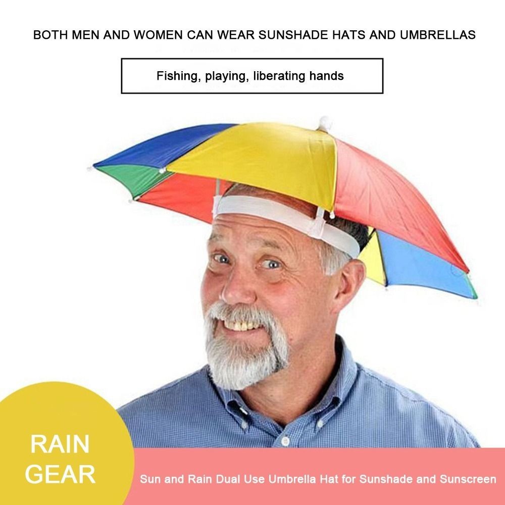 Adults/Children Windproof Rain Gear Sunshade Head Hats New Head Umbrella Hat