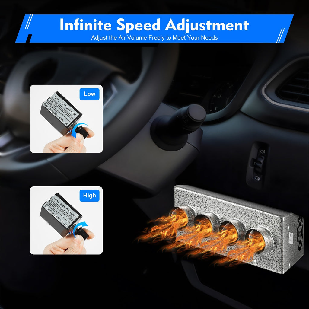 Universal Under Dash Heater 12V Heat Defroster w/ Speed Switch Car Truck 4 Ports