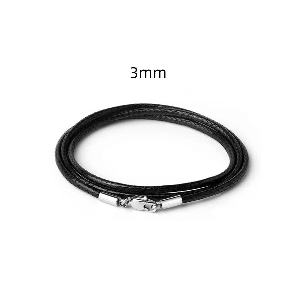 BLACK COFFEE BROWN BRAIDED PU WAX LEATHER CORD NECKLACE STAINLESS STEEL CLASP