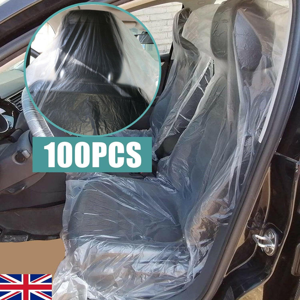 100pcs Disposable Plastic Car Seat Covers Vehicle Cover Valet Roll Protective UK