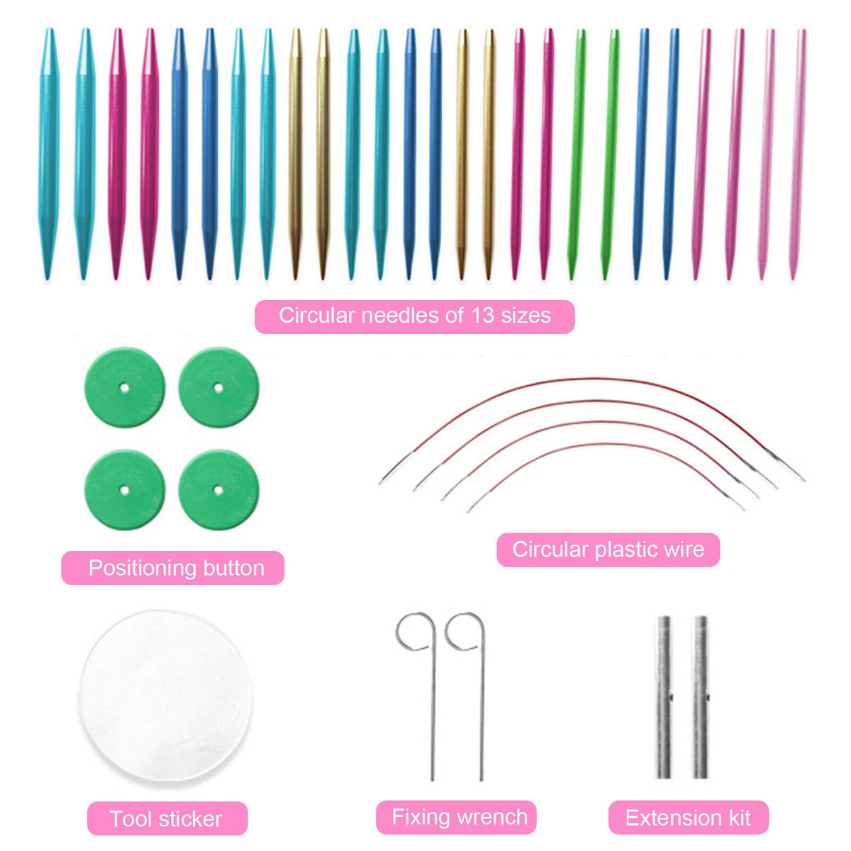 13Pair Starter Knit Pro Metal Circular Interchangeable Knitting Needle 2.75-10MM