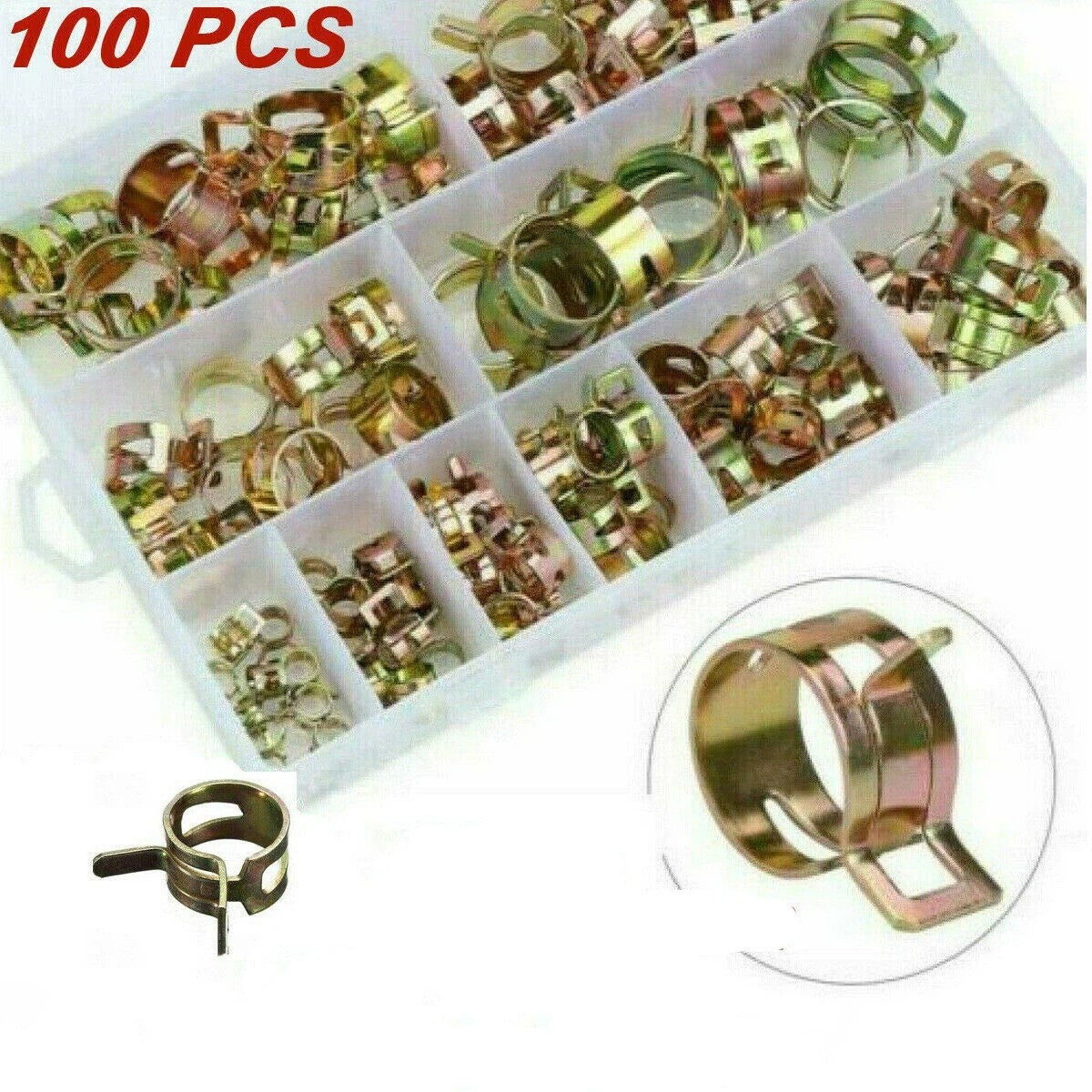 Spring Hose Clips/Clamps Fuel Air Gas Water Pipe Self Clamping 100Pcs GB