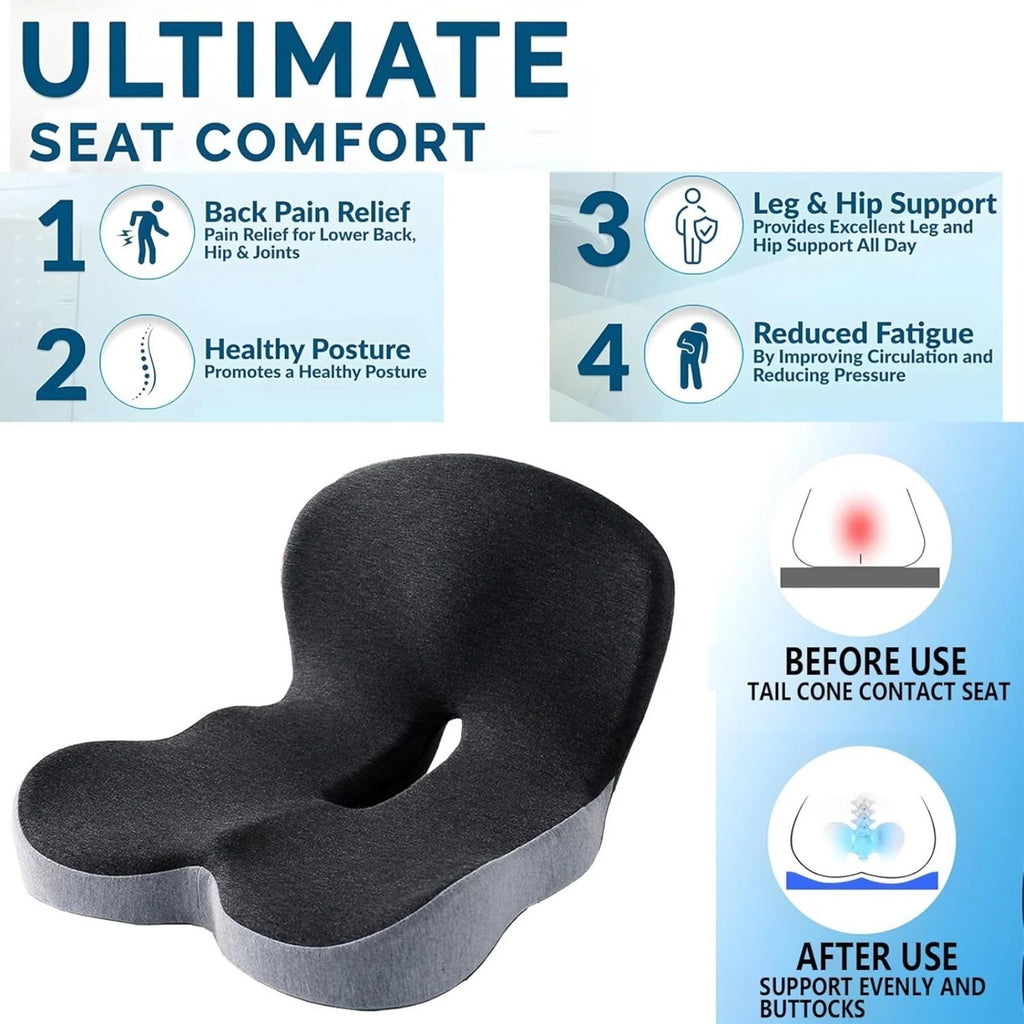 Memory Foam Car Seat Cushion Lumbar Support Pillow Office Chair Cushion UK Stock