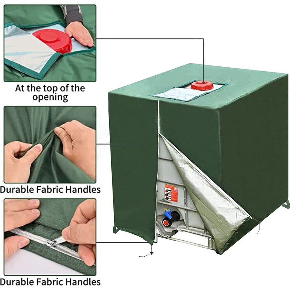 Heavy Duty Rain Sun UV Protective Hood Cover for Water Tank 1000 L IBC Container
