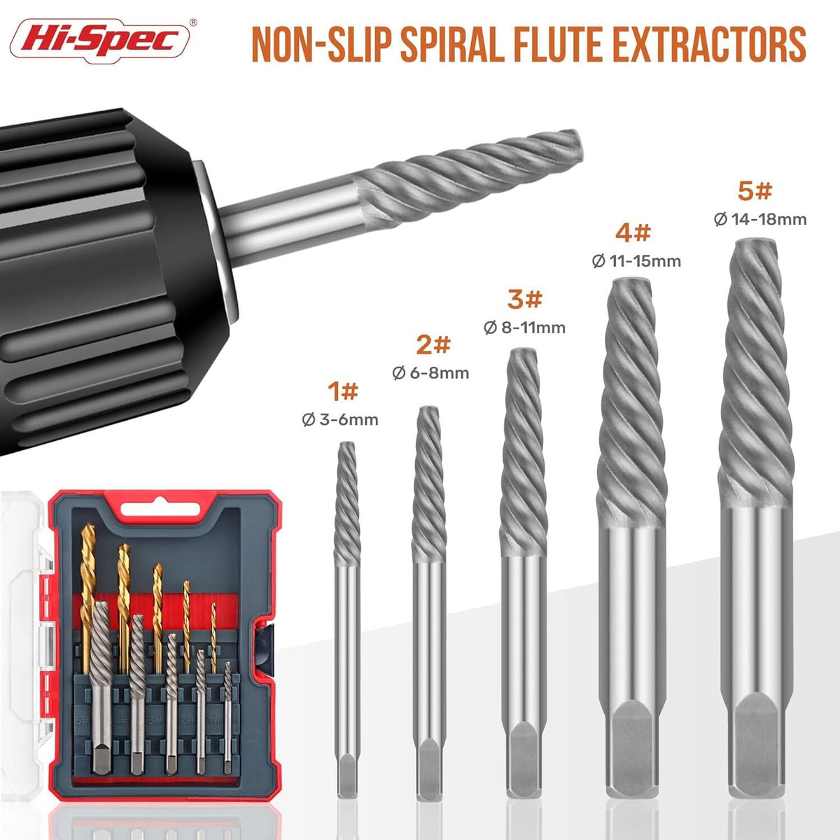 10Pcs HSS Drill Bits Screw Extractor Set Remove Broken Screws Studs Bolts