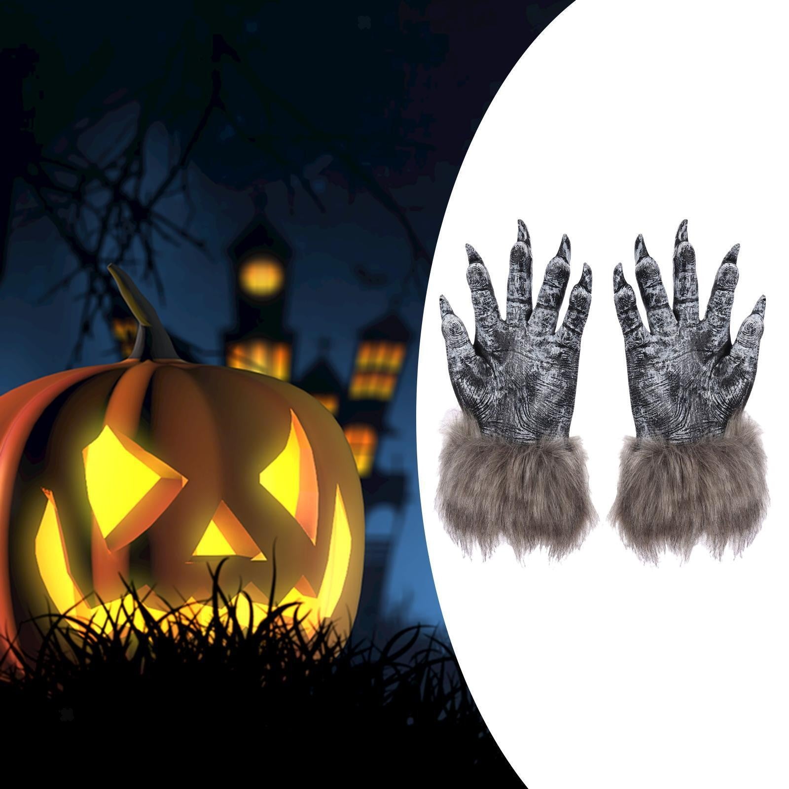 Creepy Halloween Wolf Gloves Werewolf Costume Gift Monster Hands Paws Claw