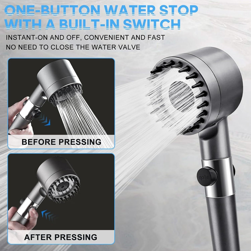 3 Modes Shower Head with Filter High Pressure Water Saving Massage Scalp