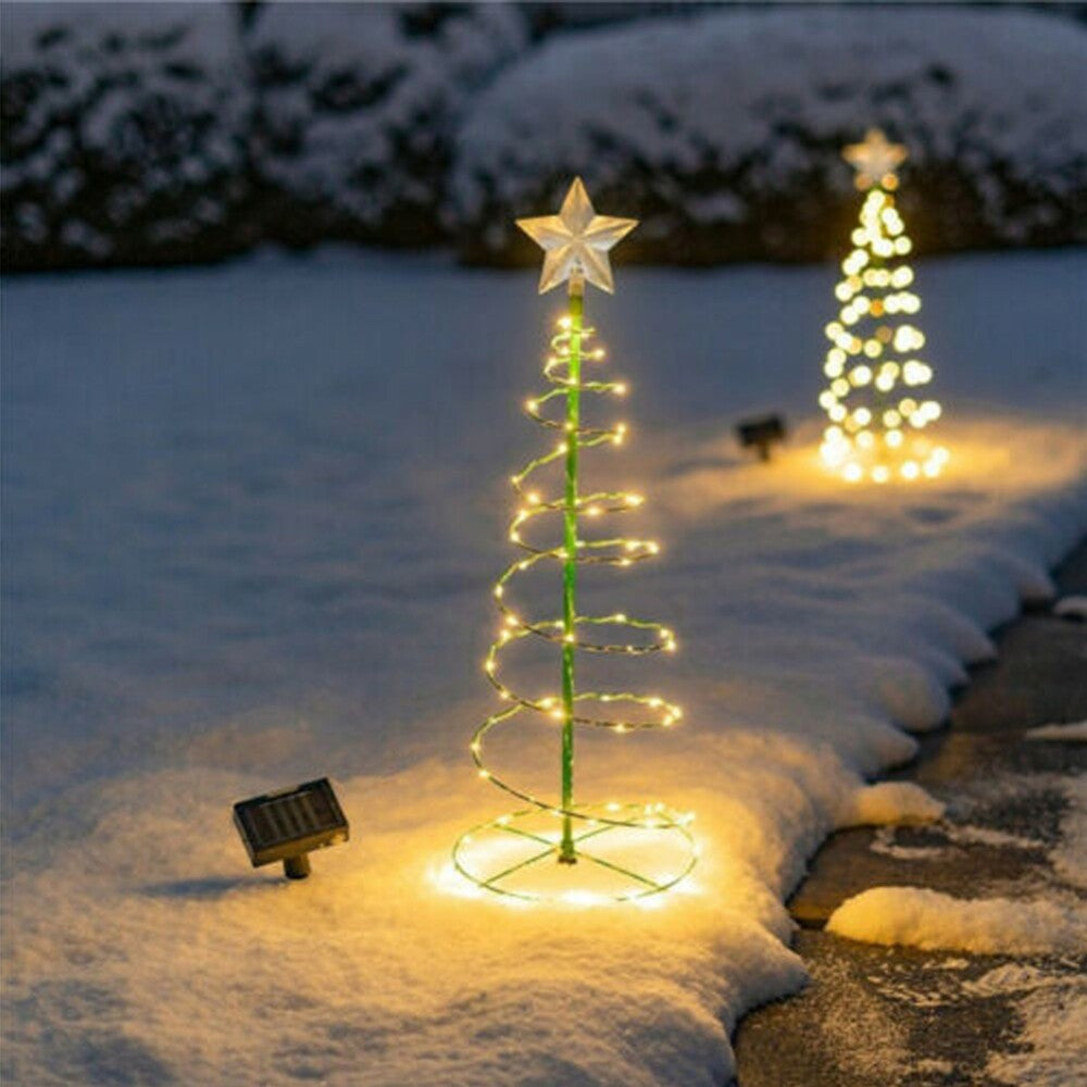 Solar Powered LED Christmas Tree Stake Star Light Outdoor Yard Garden Pathway UK