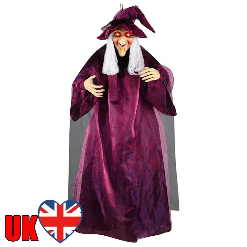 Life Size Witch with LED Eyes and Spooky Sounds Battery Powered for Garden Yard