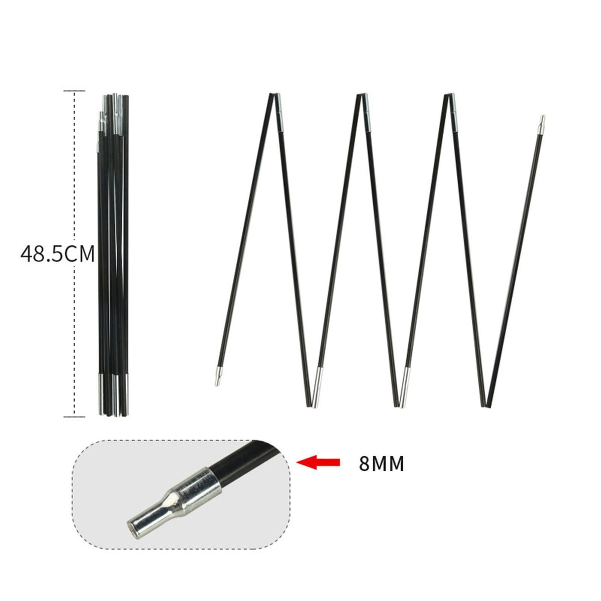 Tent Poles Replacement Poles-2x Telescopic Poles Tent Poles Fiberglass