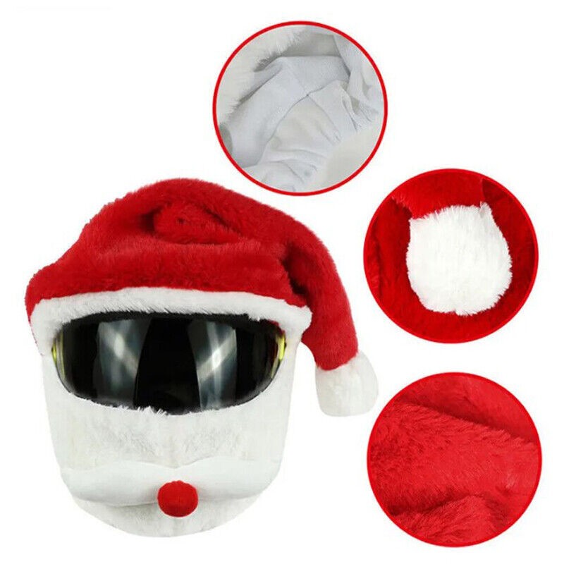 Motorcycle Santa Helmet Cover DIY Christmas Motorbike Helmet Funny Claus Decor