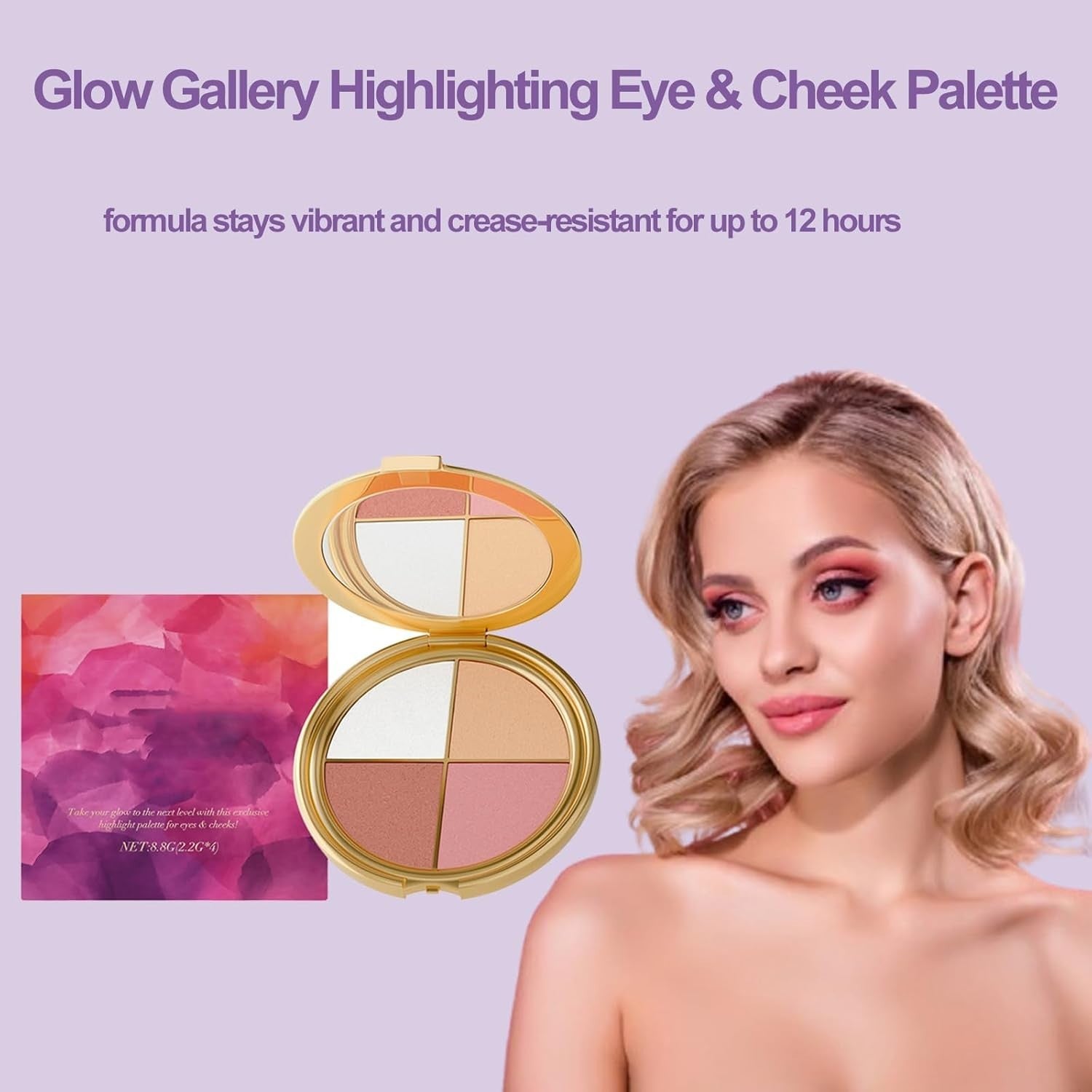 4 Shades Eye & Cheek Palette - All-in-1 Eyeshadow and Highlighter Makeup Palette