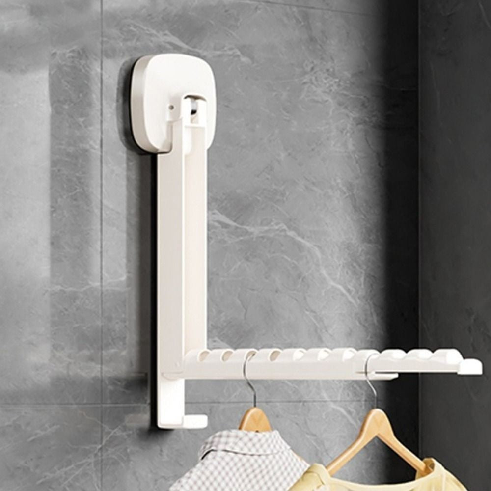 2X Wall-Mounted Clothes Drying Rack With Suction Cup Foldable Retractable Racks