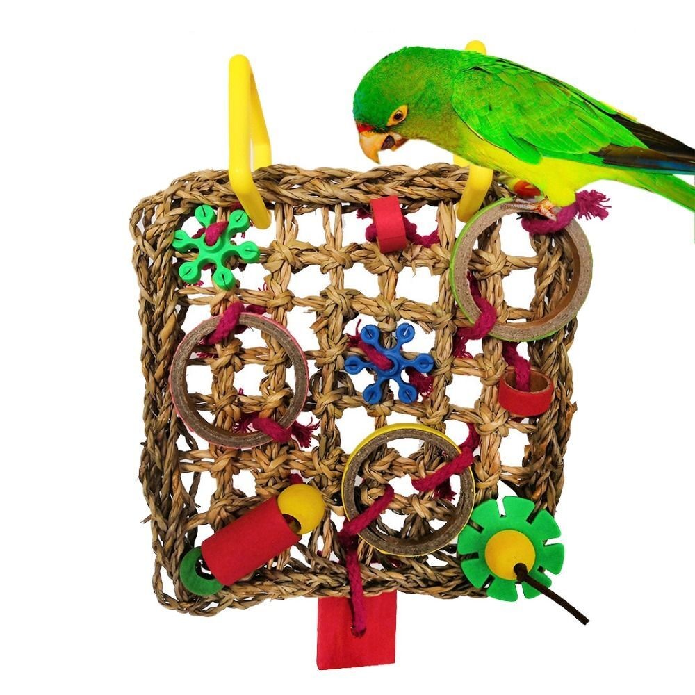 Bird Climbing Net Parrot Toy Woven Seagrass Biting Hanging Hemp Rope Swing Play