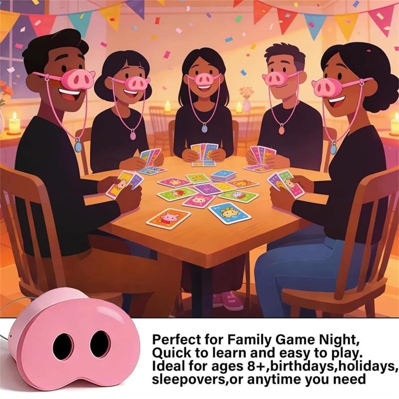 The You Laugh You Lose Party Game, Pig Nose Card Game with 150 Challenge Cards