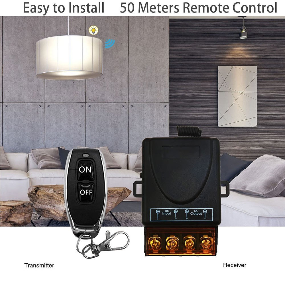 Wireless Remote Control Switch DC 12V 24V 48V 72V 30A 1Ch Relay Receiver 433MHz