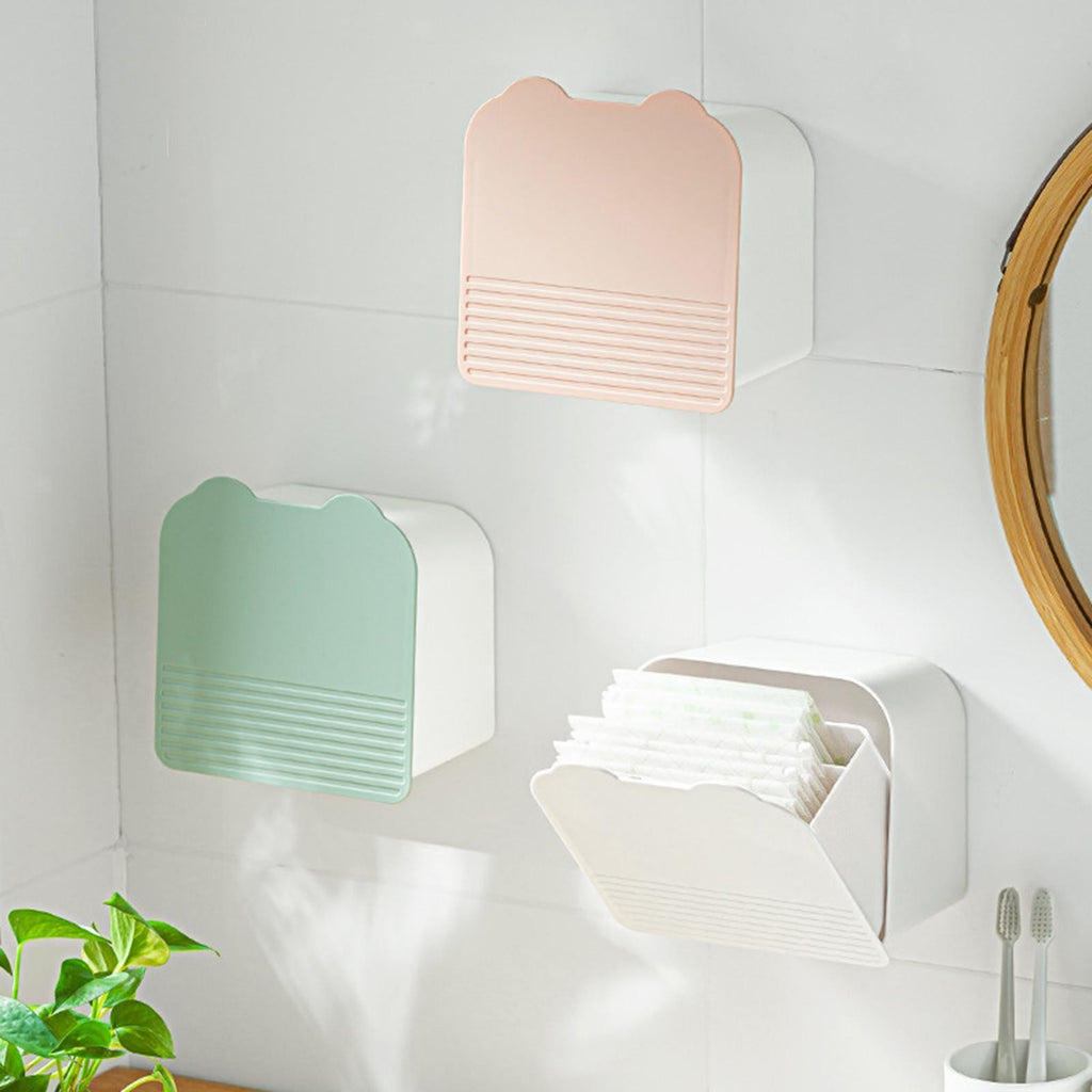 Wall Mount Storage Box Sanitary Pad Holder Dispenser Organizer for Bathroom