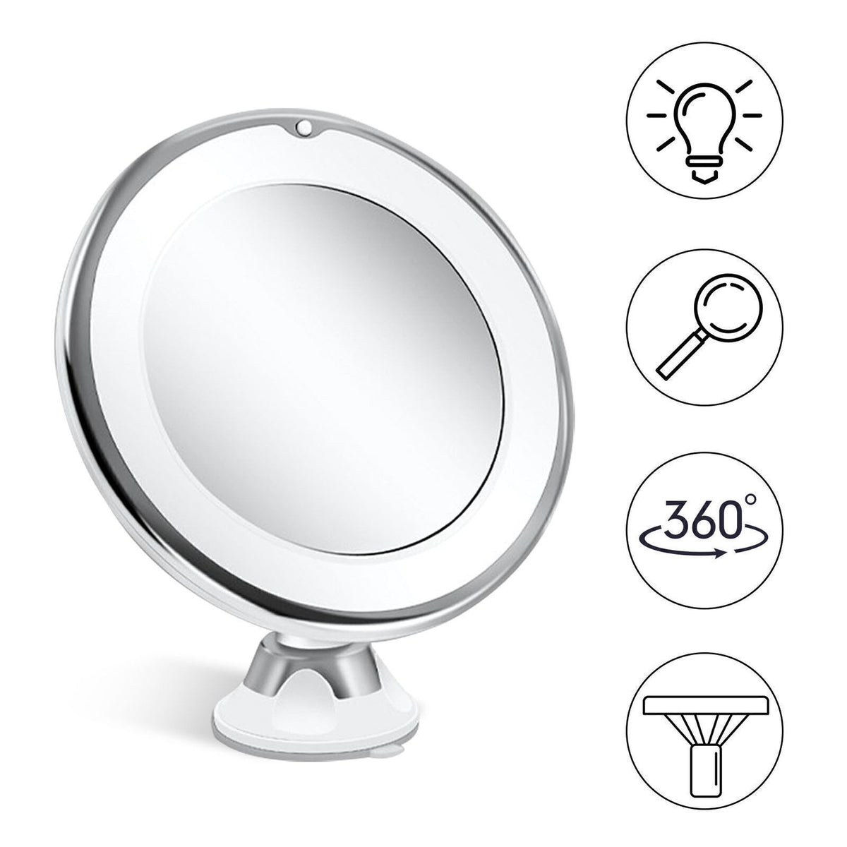 Fogless Makeup Mirror 360° Rotating Suction Cup Bathroom Shower Mirror Holder