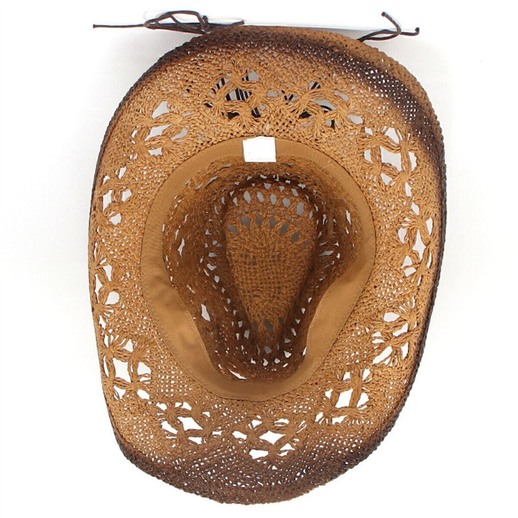 Straw Cowboy Hat Summer Sun Mens Womens Ladies Panama Natural Hats UK Hot