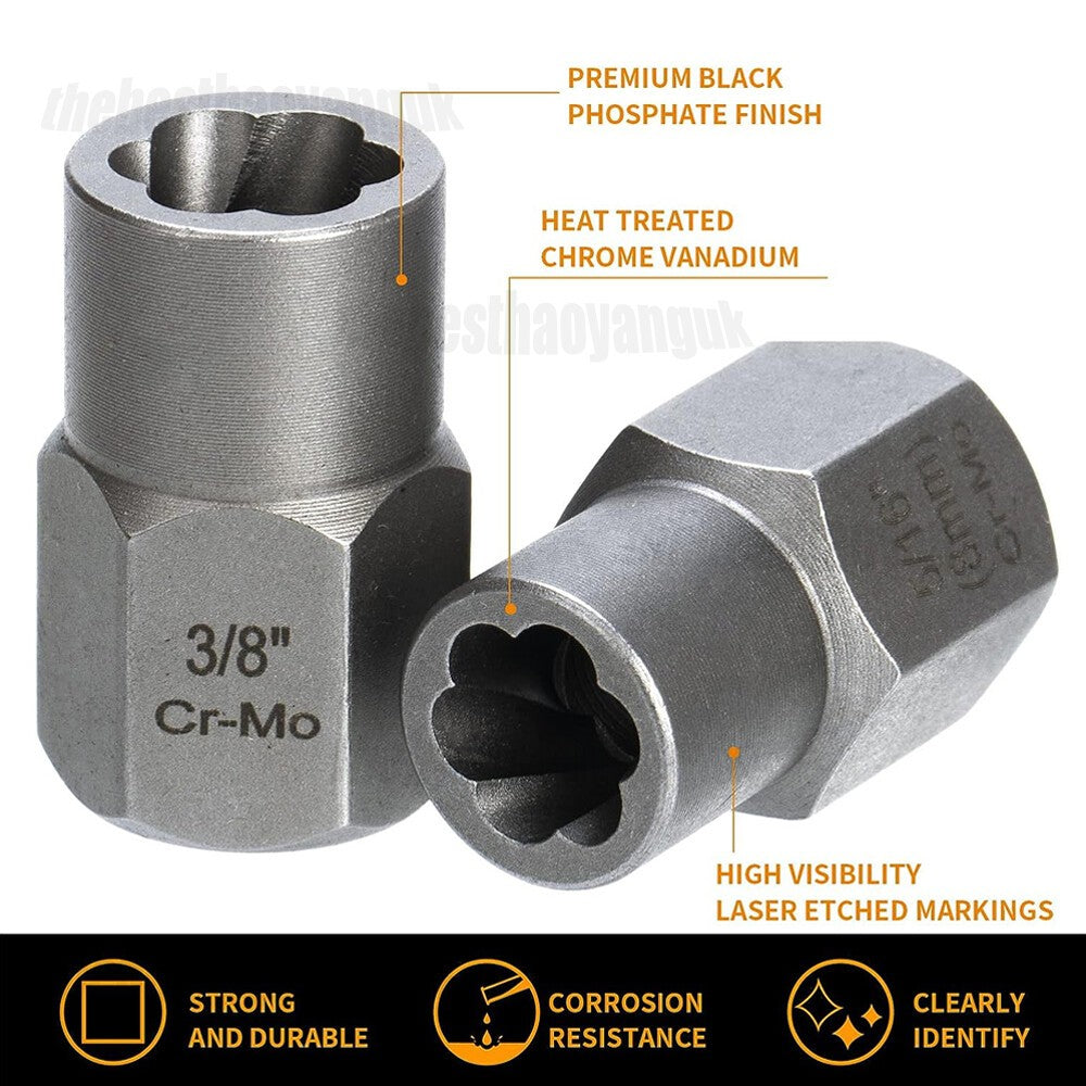 Stud Bolt Impact Twist Socket Extractor Locking Wheel Lug Nut Removal Tool Set
